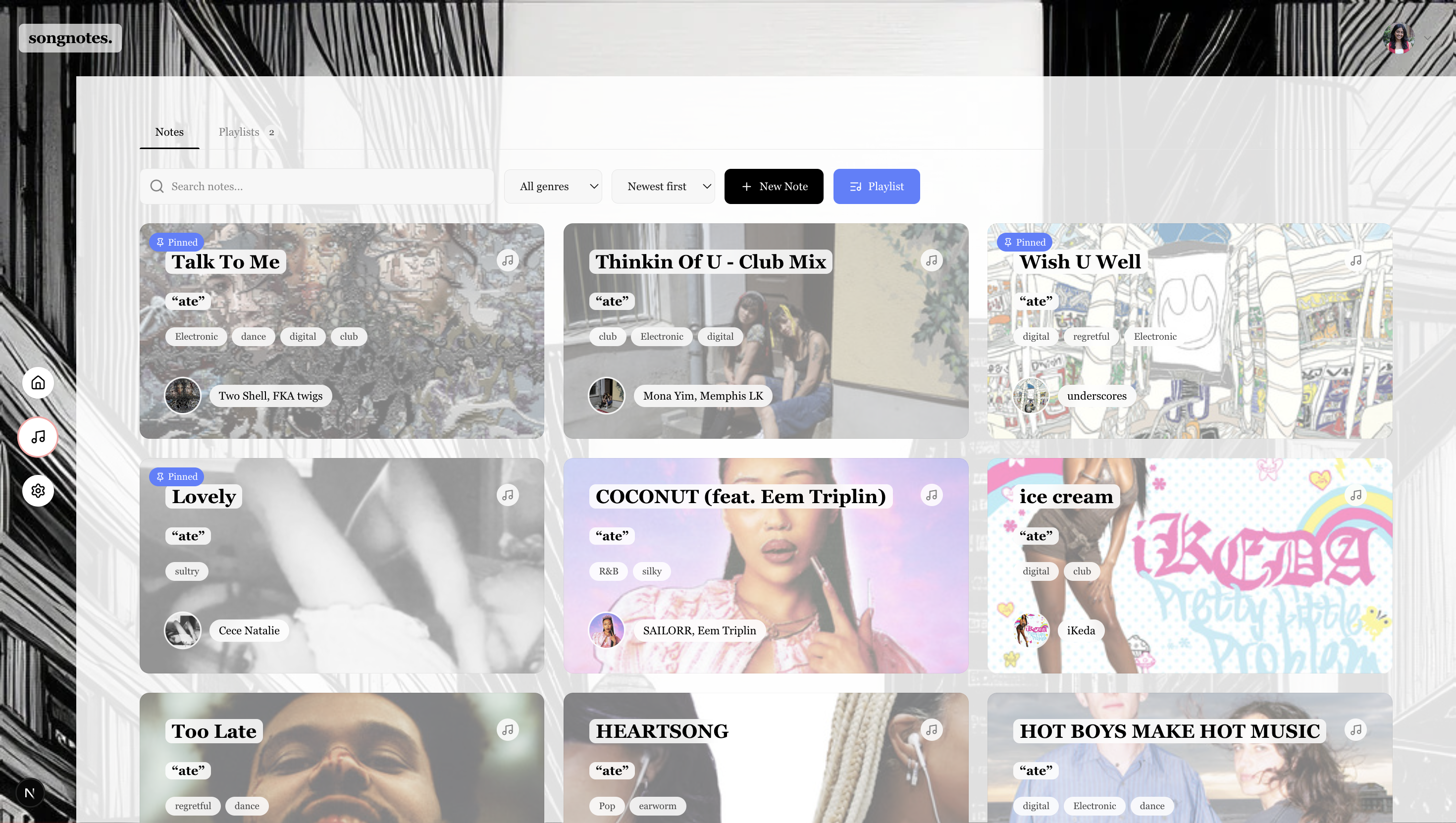 SongNotes notes library